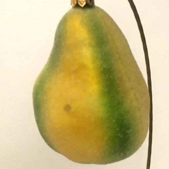 Authentic! Rare Christopher Radko PEAR FRUIT Yellow Green Golden Glass Ornament - Picture 3 of 10